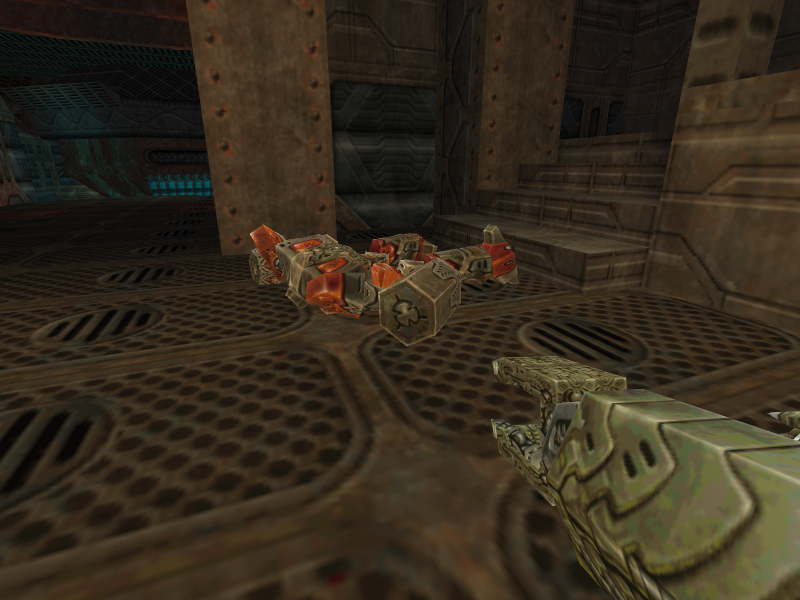 A defeated robot enemy. A defeated robot enemy.
