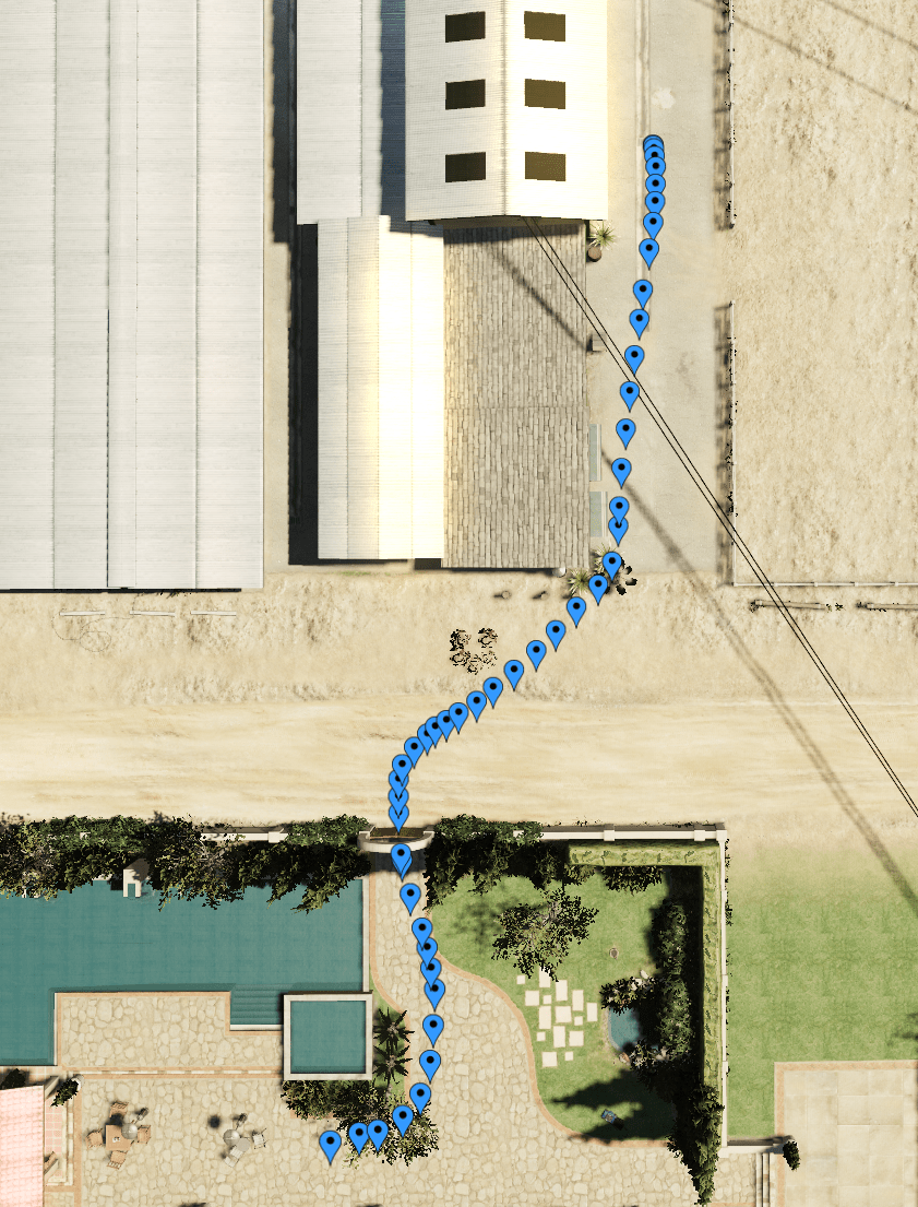 The positions rendered in-game. (Each blue marker is a position.) The positions rendered in-game. (Each blue marker is a position.)