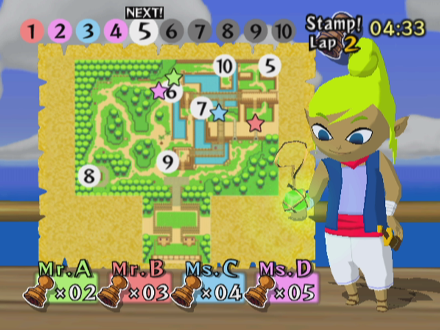 There are no pictures of the next character, instead, there are stamp numbers.