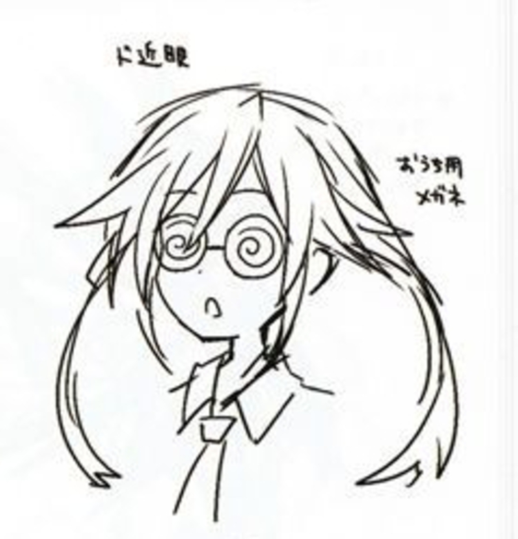 A version of Uzume wearing glasses with swirls on them. A version of Uzume wearing glasses with swirls on them.