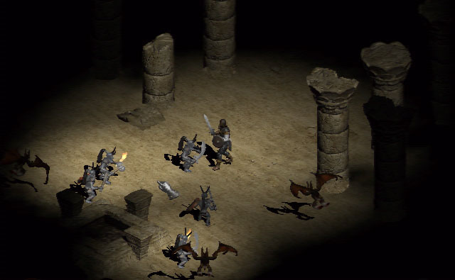 Weird gray/white Fallen and bat enemies in Act 2.