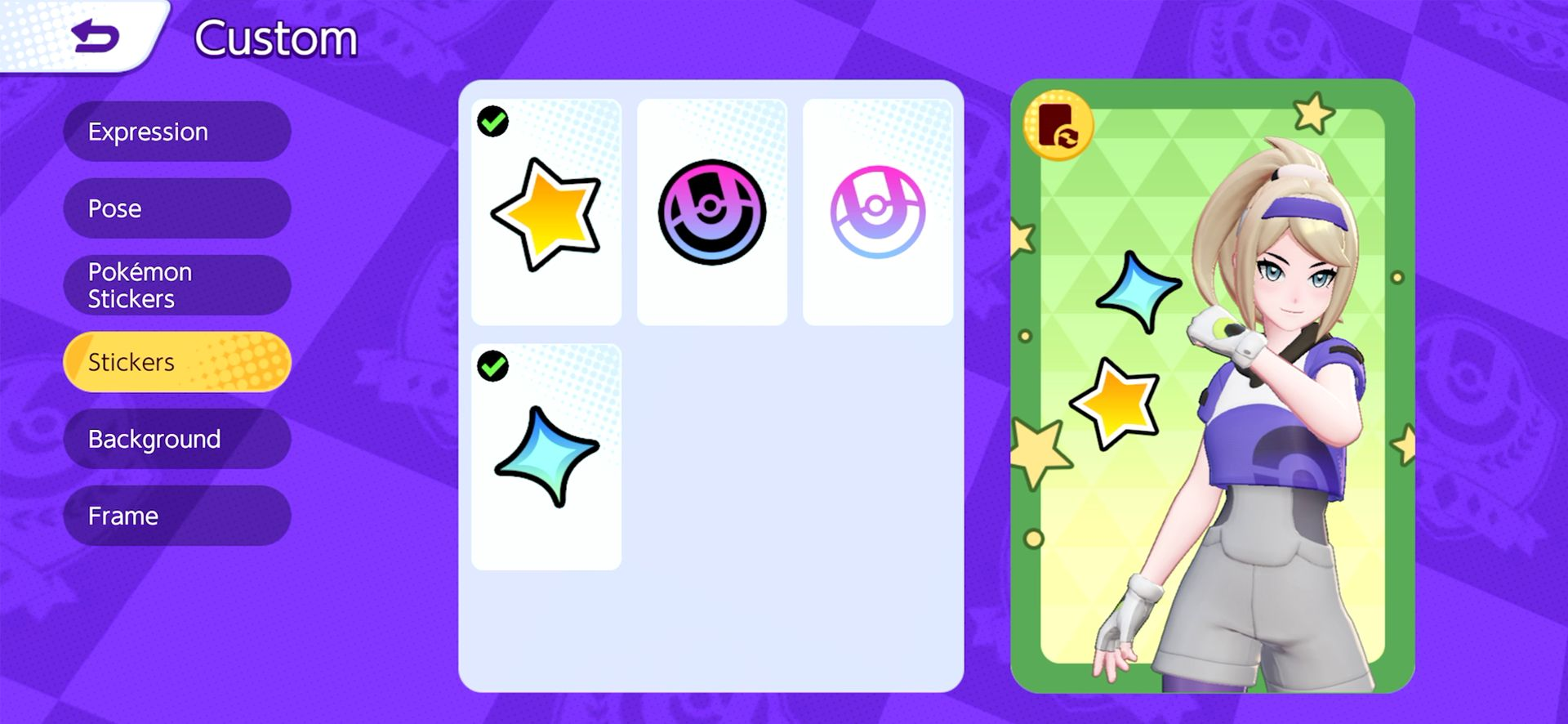 Early Trainer Card menu. Early Trainer Card menu.