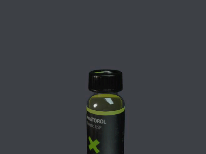 A slightly-out-of-frame emetic poison vial