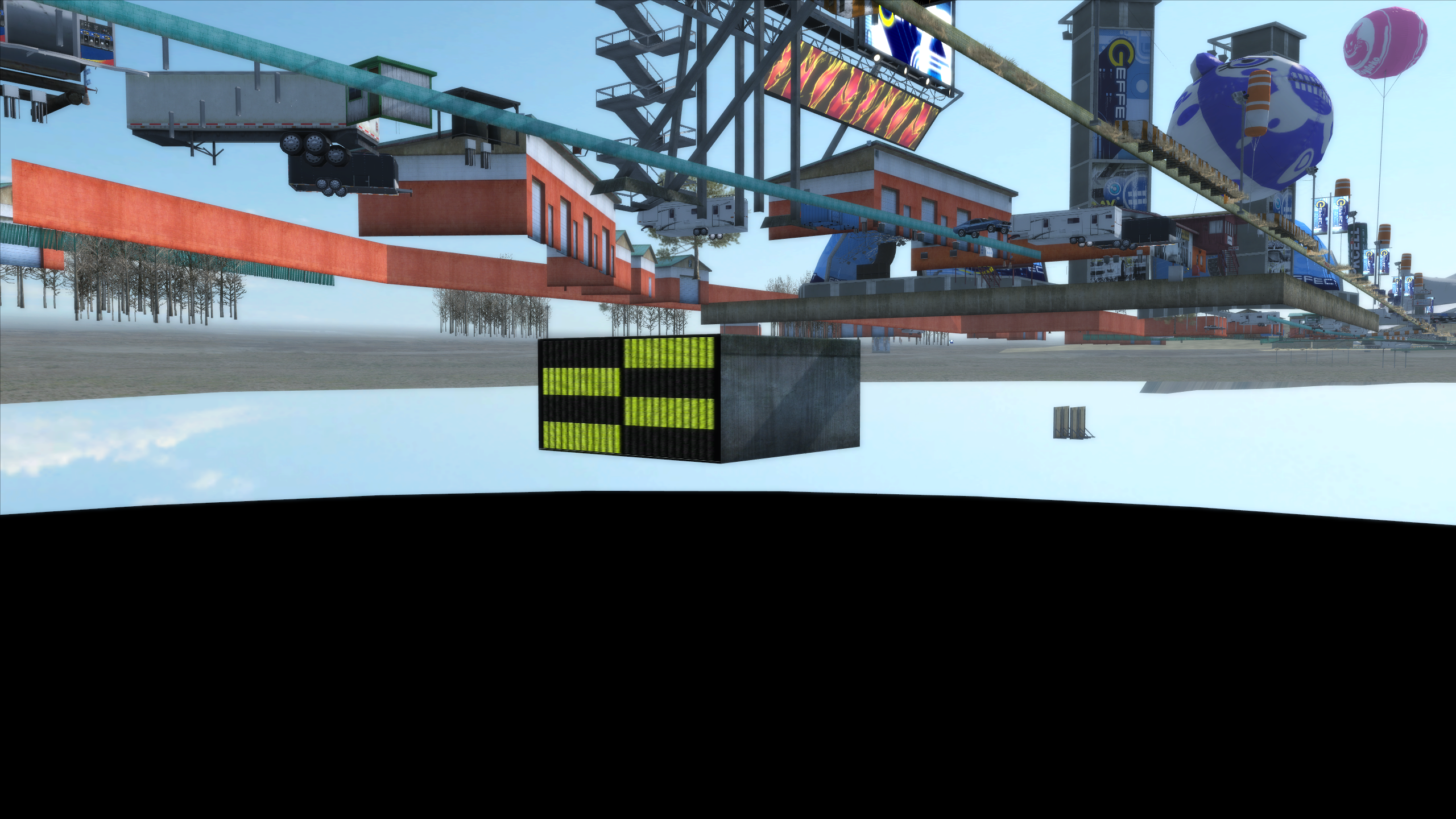 An unused, but very wide finish line screen model.