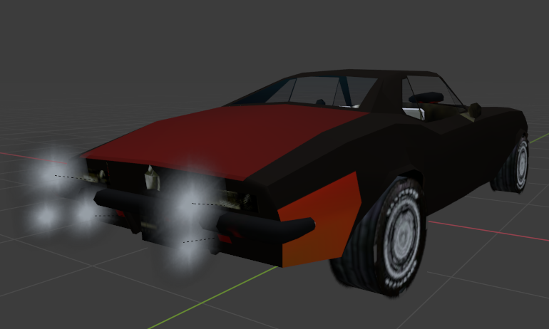 Rear quarters view of the model. Notice the badge present on the rear.