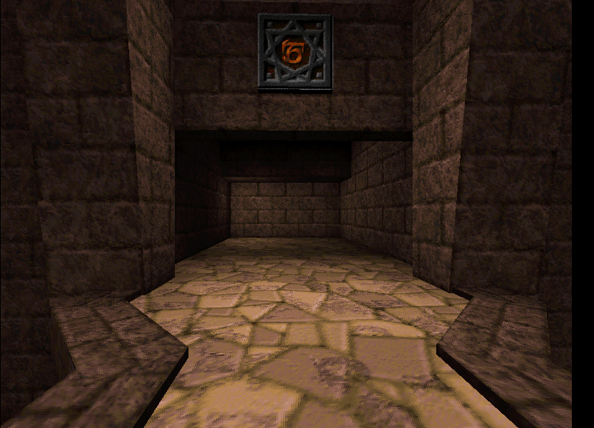 Hallway with the strange-looking symbol. Hallway with the strange-looking symbol.