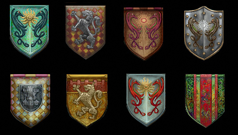 Unused hero banners concepts in upper row, banners from final release in lower row. By Brian Kemper.