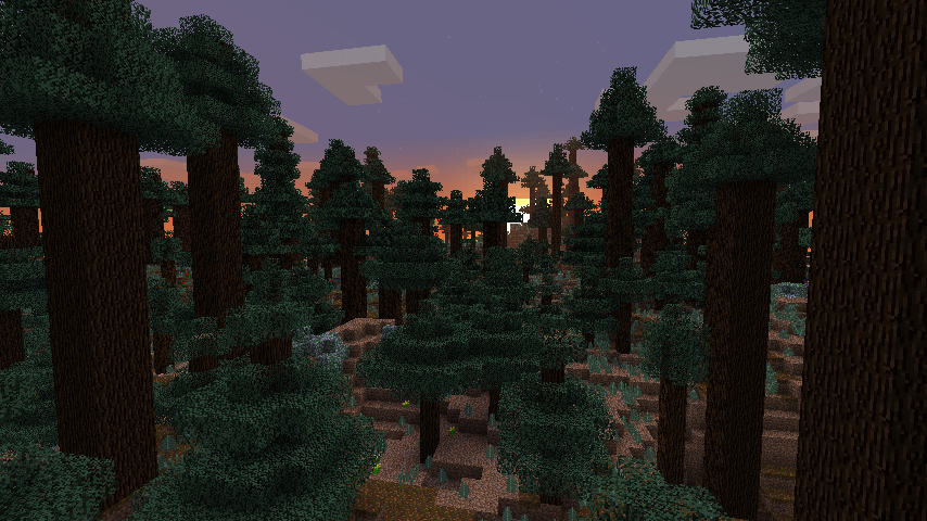 A screenshot of a mega taiga in 13w36a. A screenshot of a mega taiga in 13w36a.