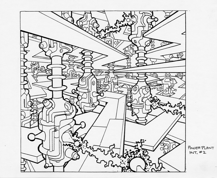 Concept art of a power plant level. Concept art of a power plant level.