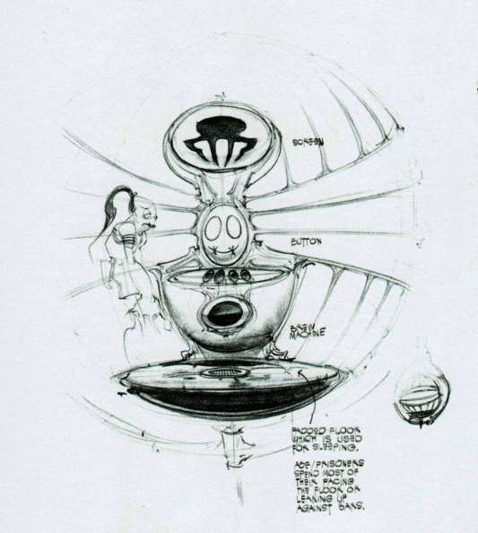 A Mudokon's sleeping pod. The evolution of the hanging cages. A Mudokon's sleeping pod. The evolution of the hanging cages.