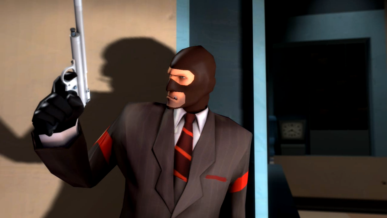 The Spy holding the Tranquilizer Gun.