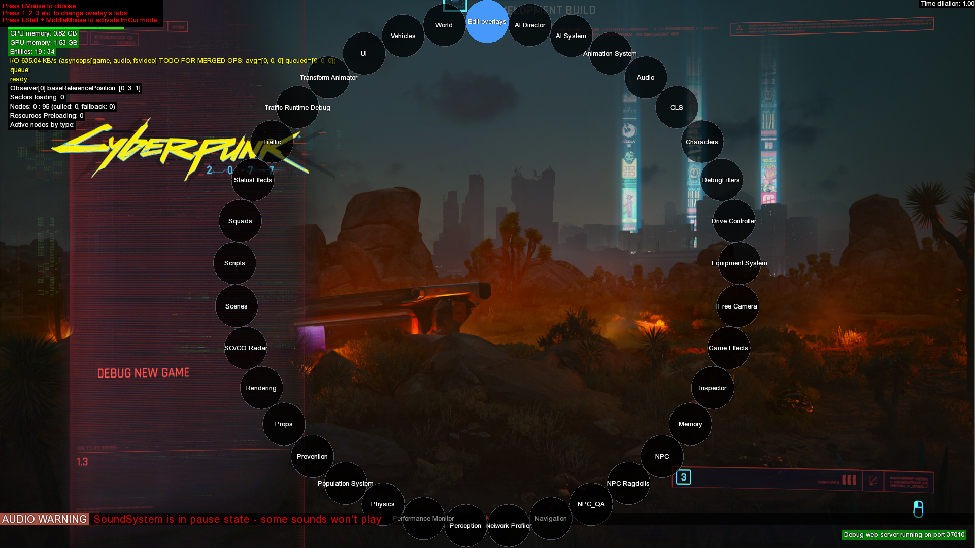 Debug menu. Accessed by pressing Shift+Alt or holding the View/Back button on an Xbox controller.