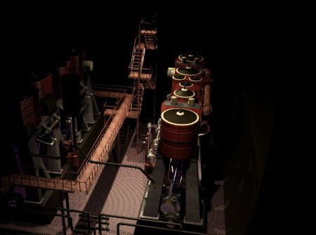 A view of the engine room. A view of the engine room.