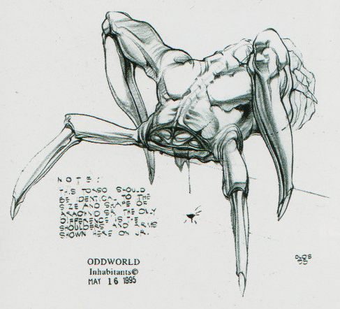 Artwork of a Paramite (back view).