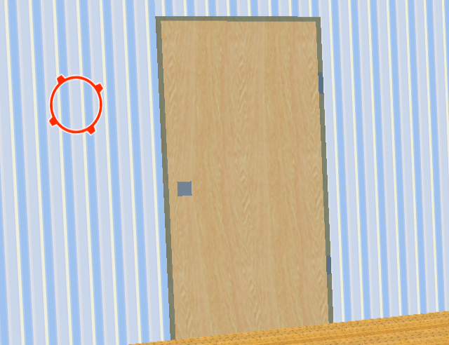 A door in the very back of the room.