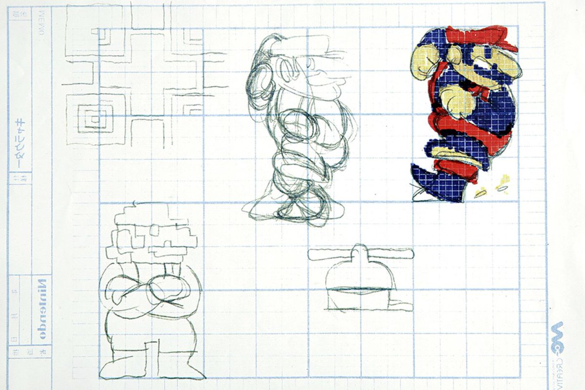 Concepts for Mario's skidding sprite, an arms crossed pose, and a propeller hat of unknown purpose, it is worth noting that 24 years later a powerup called the Propeller Mushroom would be used in New Super Mario Bros. Wii. Concepts for Mario's skidding sprite, an arms crossed pose, and a propeller hat of unknown purpose, it is worth noting that 24 years later a powerup called the Propeller Mushroom would be used in New Super Mario Bros. Wii.
