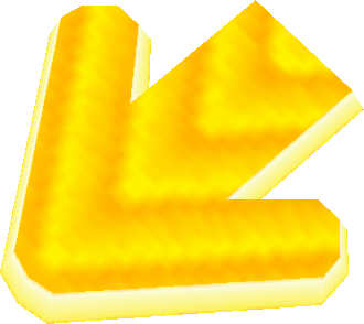 A yellow arrow used for the junction selection. It sports the same design used as the 2D graphics that appear in the final game when choosing a path at a junction. A yellow arrow used for the junction selection. It sports the same design used as the 2D graphics that appear in the final game when choosing a path at a junction.