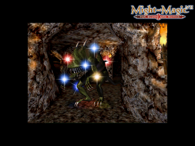 Screenshot is probably from the dungeons placed behind the Stone City. Unlike the other mockups, an enemy Troglodite is a MM7 render.