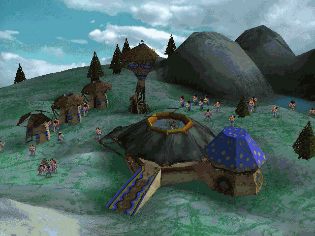 Early buildings, and the early Medicine Man sprite on display to the left Early buildings, and the early Medicine Man sprite on display to the left