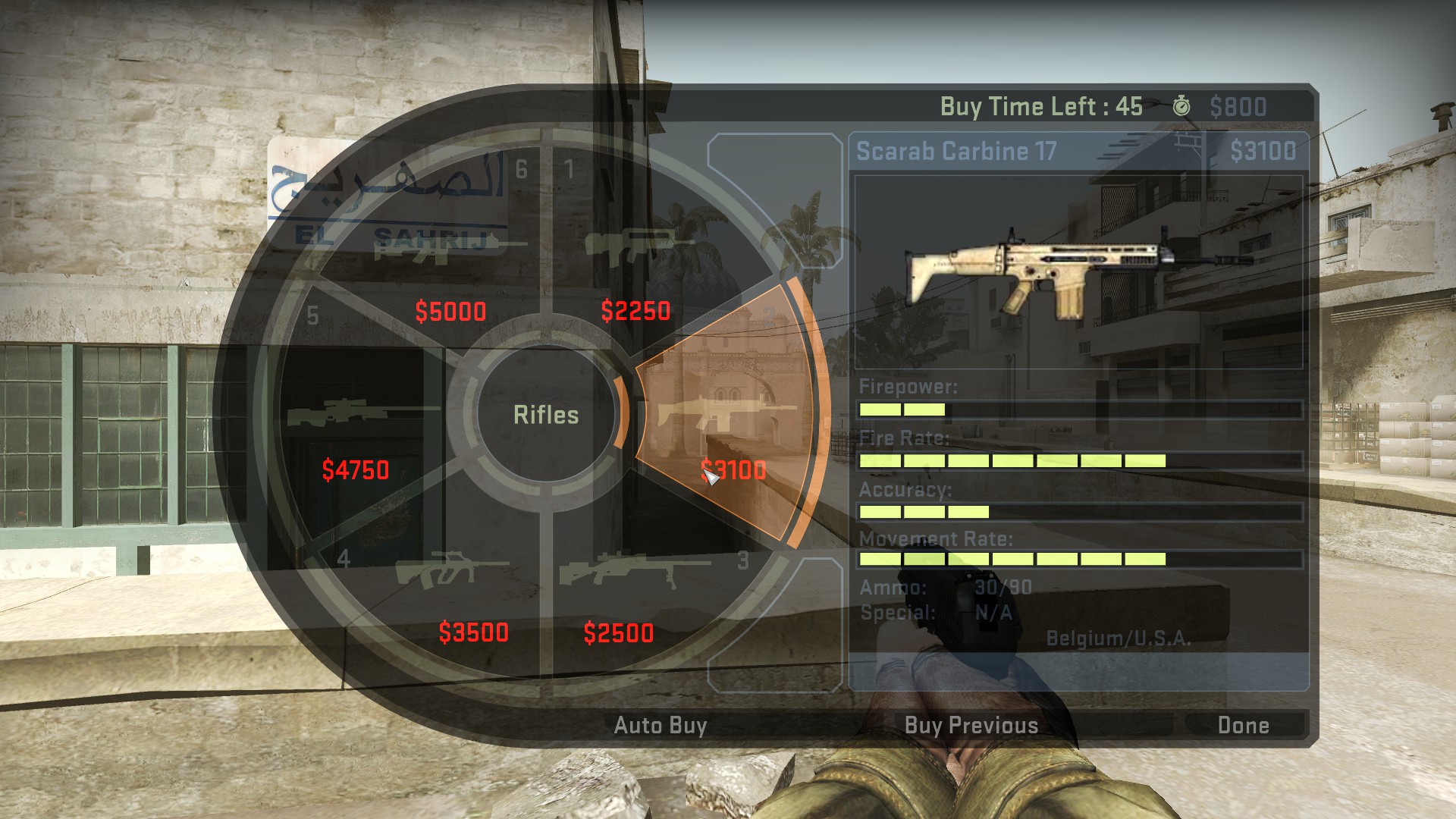 The SCAR-17 in the buy menu.