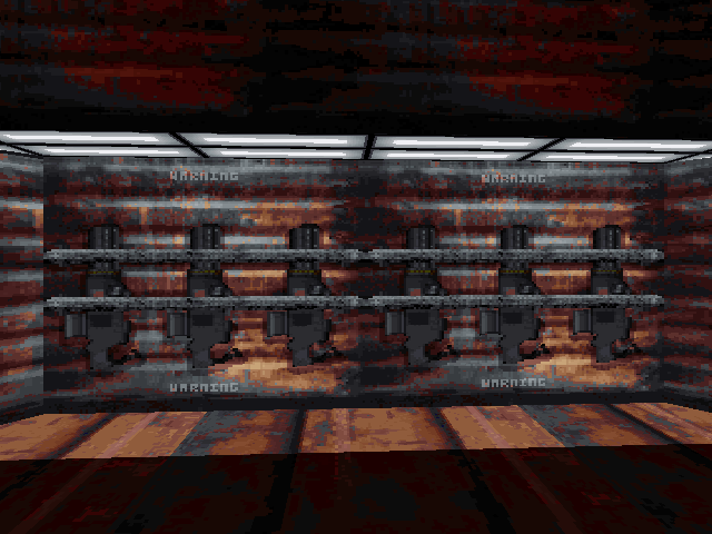 Plasma Rifles on racks. Plasma Rifles on racks.