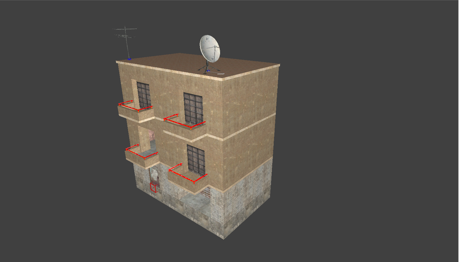 Apartments 02 with interior (This building also has a breakable door)