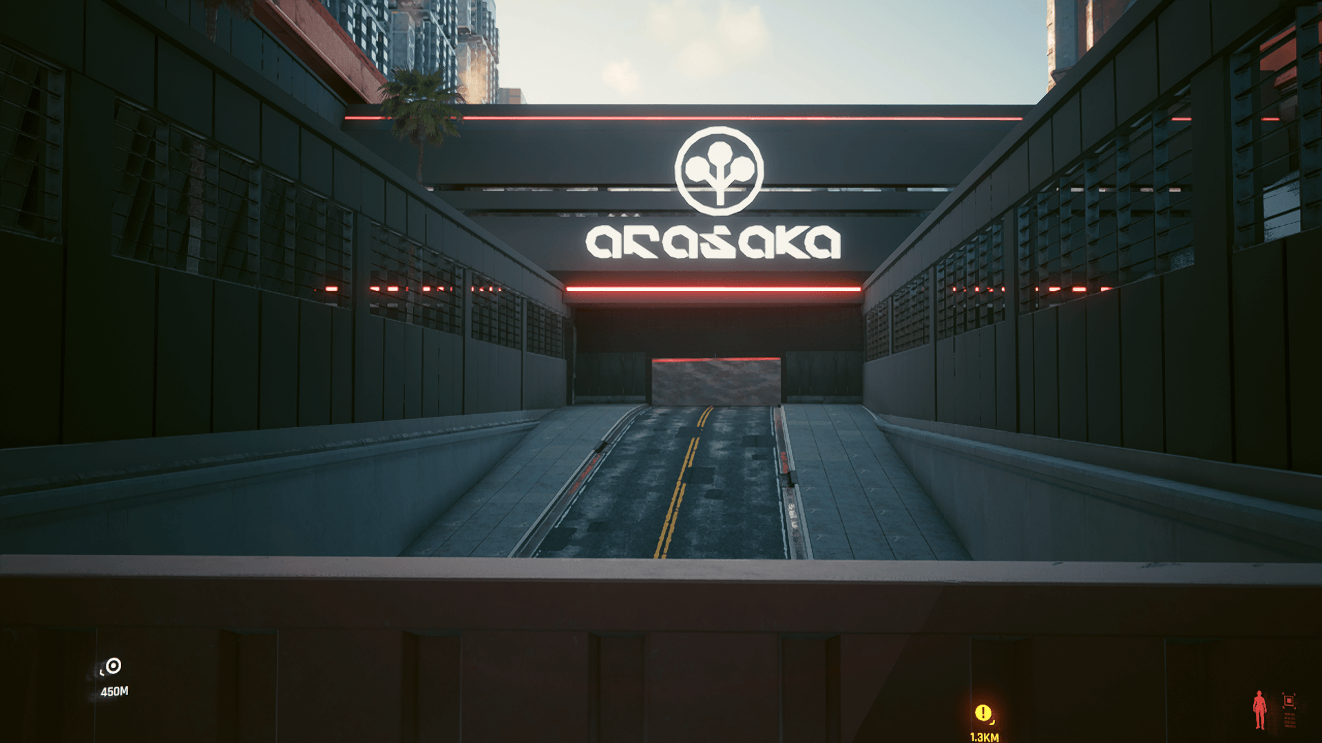 Another view of the 2nd side entrance, showing the large Arasaka logo Another view of the 2nd side entrance, showing the large Arasaka logo