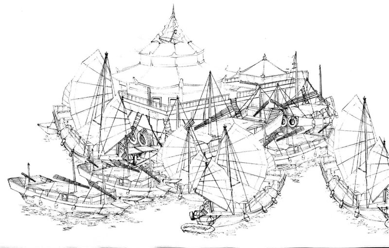 Tracer Tong's lab, a junk boat.