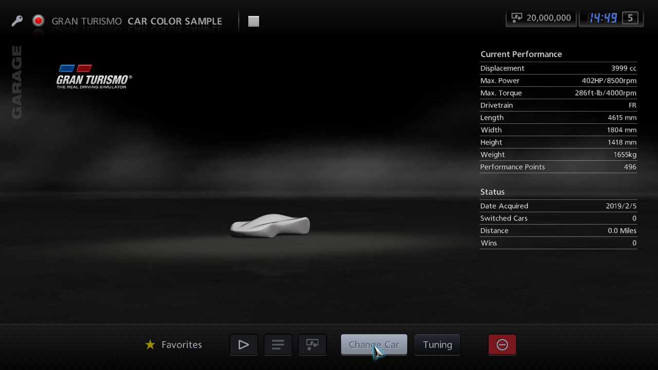 A screenshot of the "vehicle" in the Garage. A screenshot of the "vehicle" in the Garage.