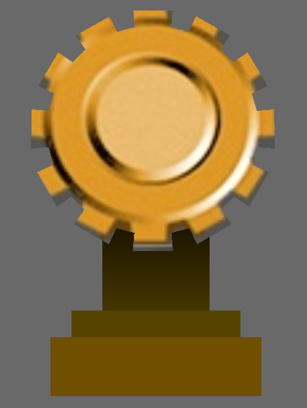 The same trophy but in gold. Notice that the gear texture is misaligned with the model. The same trophy but in gold. Notice that the gear texture is misaligned with the model.