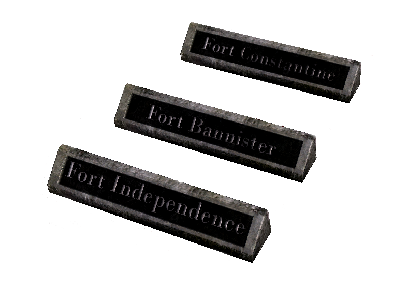 Unused fort signage. Fort Constantine sign (seen in-game) shown for comparison. Unused fort signage. Fort Constantine sign (seen in-game) shown for comparison.