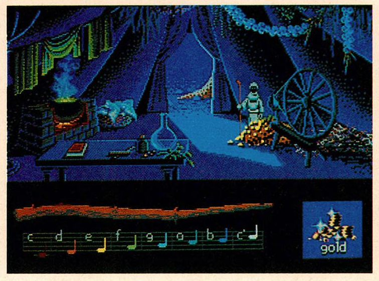 Early screenshot of Hetchel's tent with the spinning wheel.