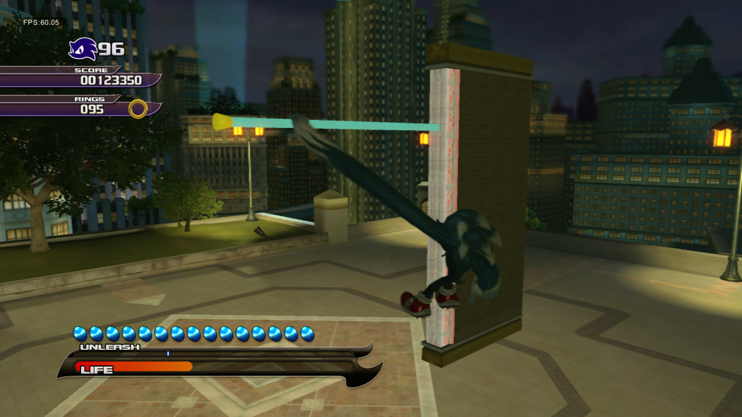 Swinging from the pole. Swinging from the pole.