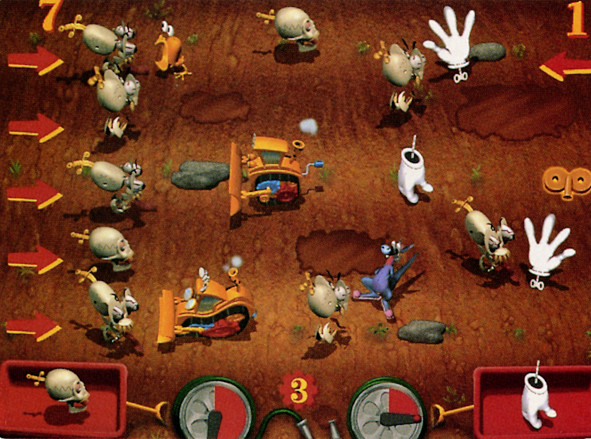 Possibly a mock-up, but there are a few noticeable differences: Big Al's darker colours, Kangaruffian's punch, and the Handy graphic in the toybox. Screenshot is present on the back of the European box and jewel case, and on Frank Lantz's (Gearheads' designer) page. Possibly a mock-up, but there are a few noticeable differences: Big Al's darker colours, Kangaruffian's punch, and the Handy graphic in the toybox. Screenshot is present on the back of the European box and jewel case, and on Frank Lantz's (Gearheads' designer) page.