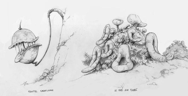 Concept art of bizarre-looking plants. Concept art of bizarre-looking plants.