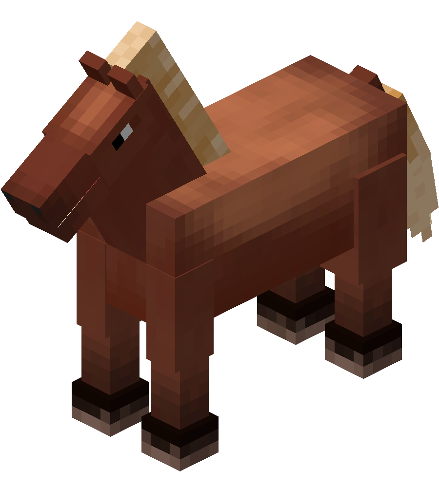 An isometric render of a chestnut horse in 13w16a.