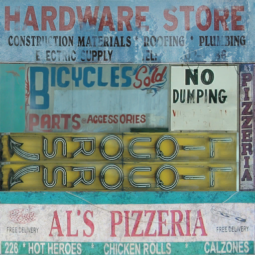 Unused "Hardware Store" and "Bicycles " sign textures in Beechwood City.
