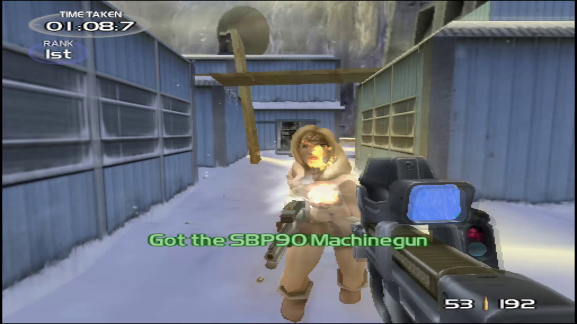 Weapon pickup text and SBP90 screen