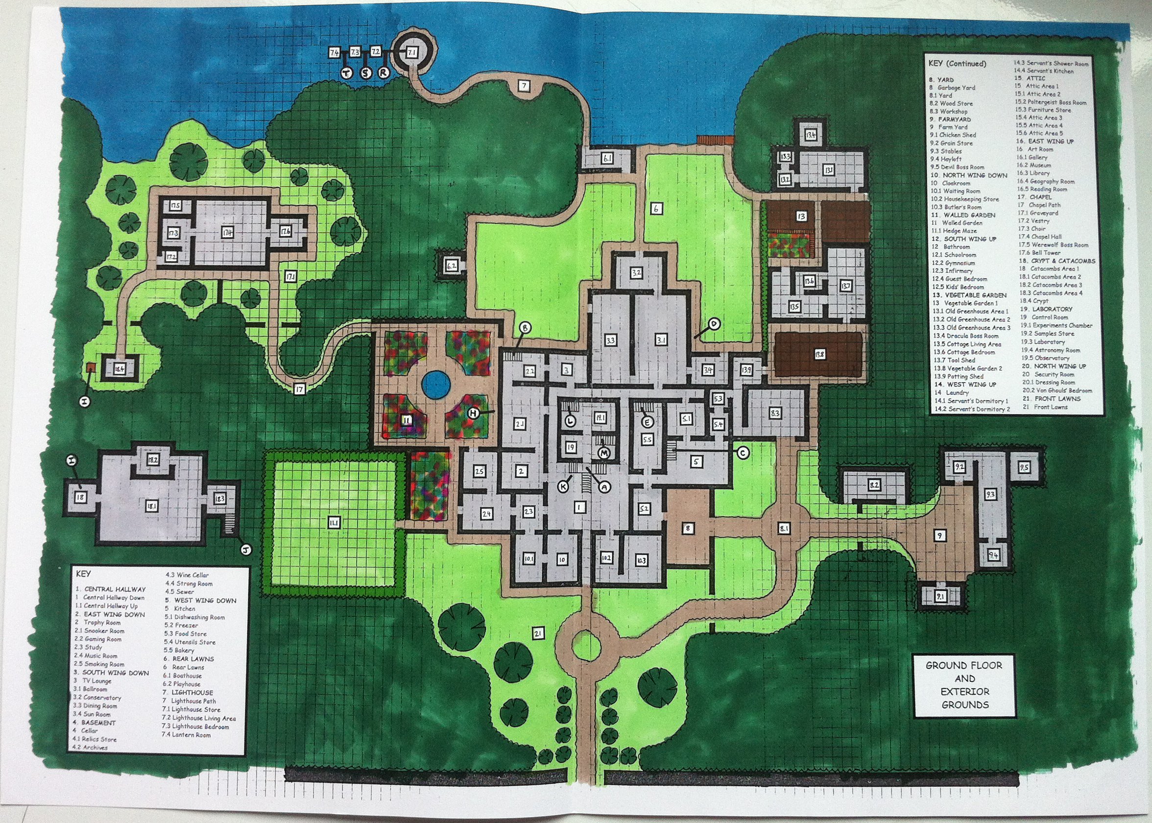 Another colour overview of Ghoulhaven Hall, from later in development. Another colour overview of Ghoulhaven Hall, from later in development.