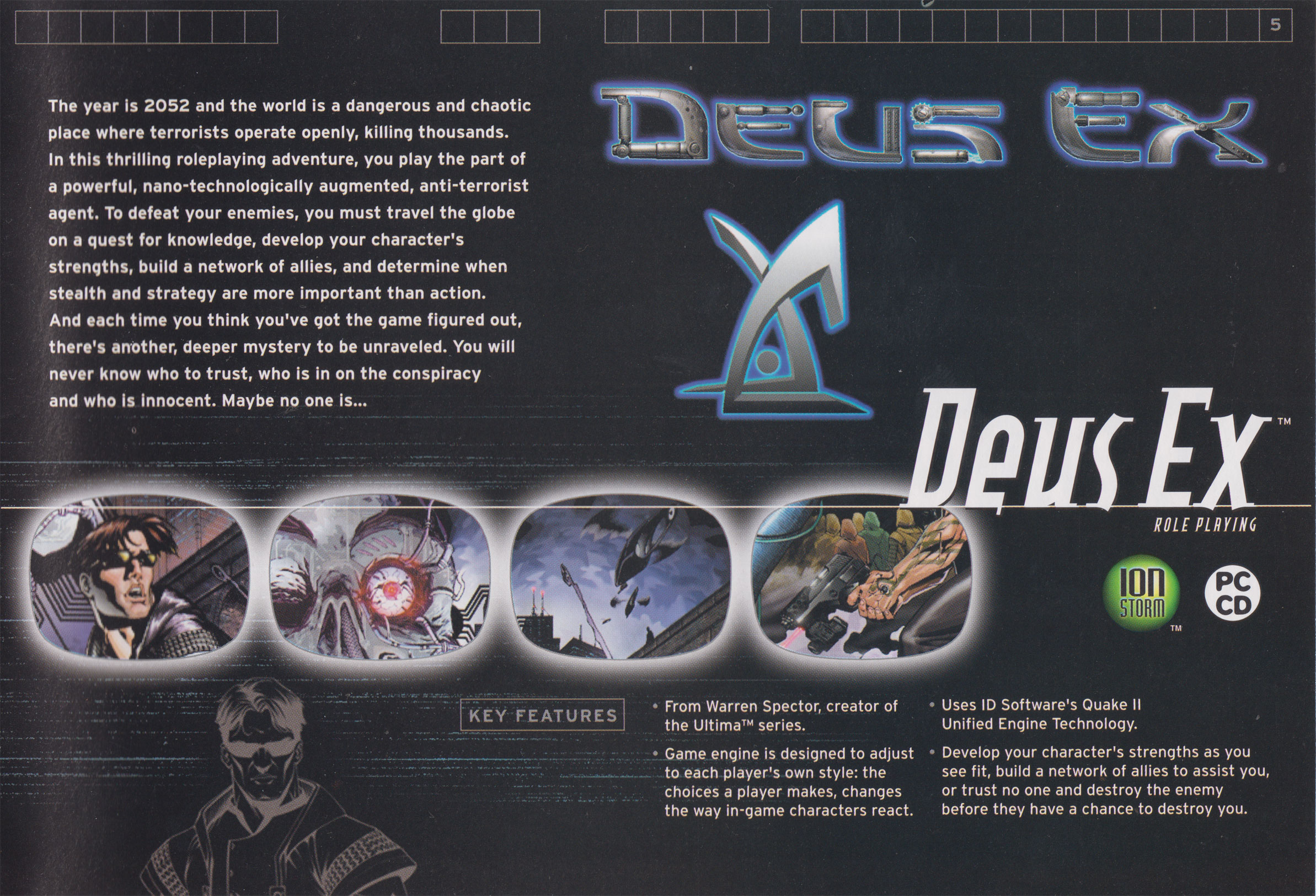 Leaflet, states it uses Quake II's engine, but possibly a carryover from the similar Daikatana leaflet or a misunderstanding of "UE".