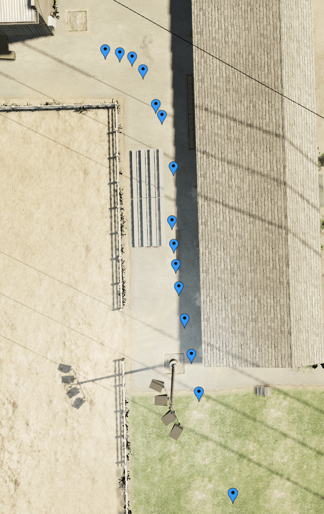 The positions rendered in-game. (Each blue marker is a position.) The positions rendered in-game. (Each blue marker is a position.)