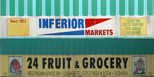 Unused "Inferior Markets" sign in Hove Beach.