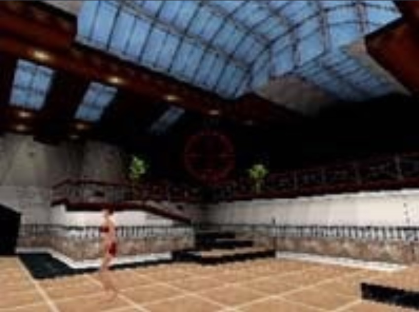 Pre-release gameplay showing the woman in swimwear.