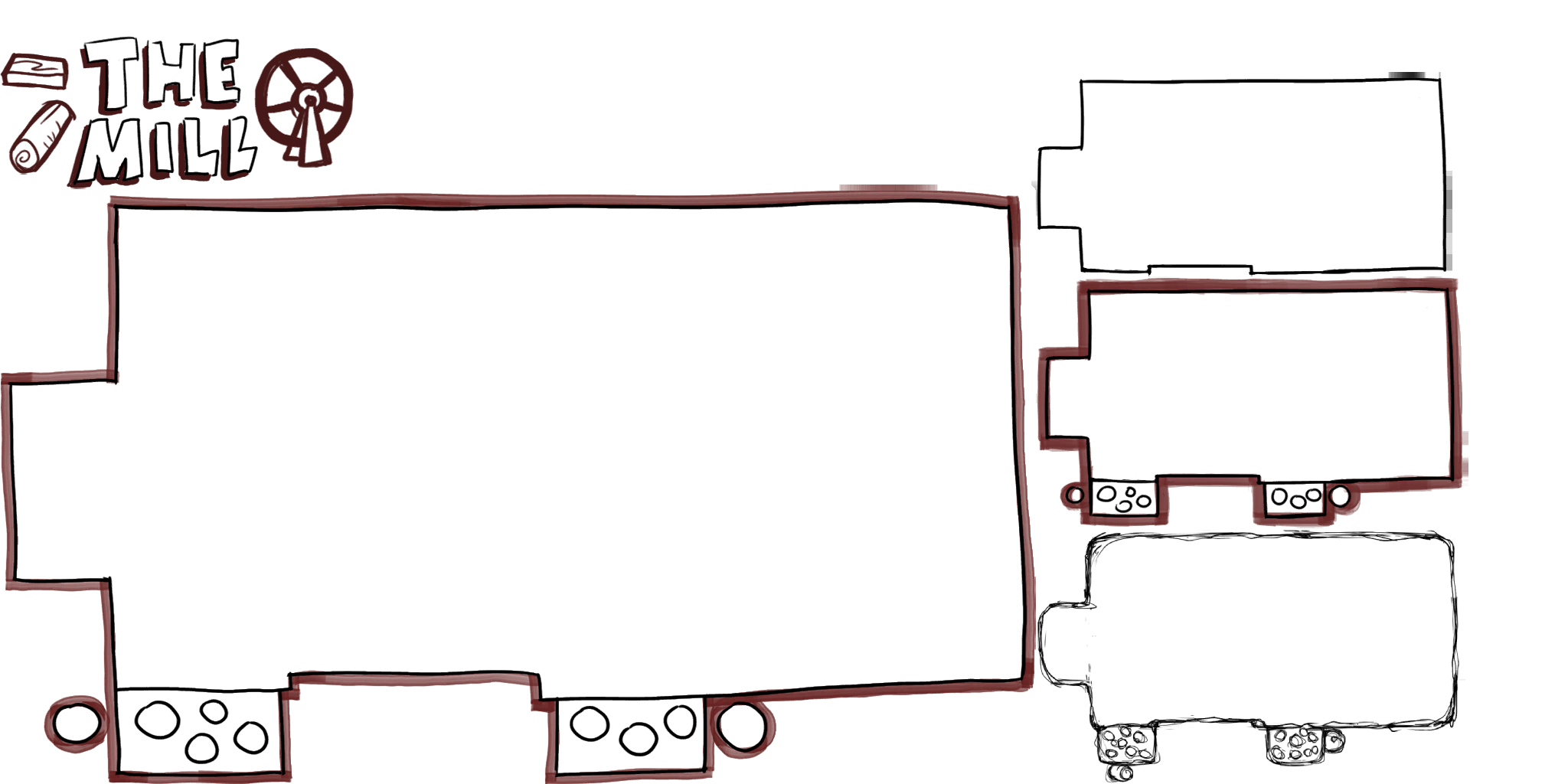 A map of the interior of the Mill. Main map is used, but the sketches, obviously, aren't.