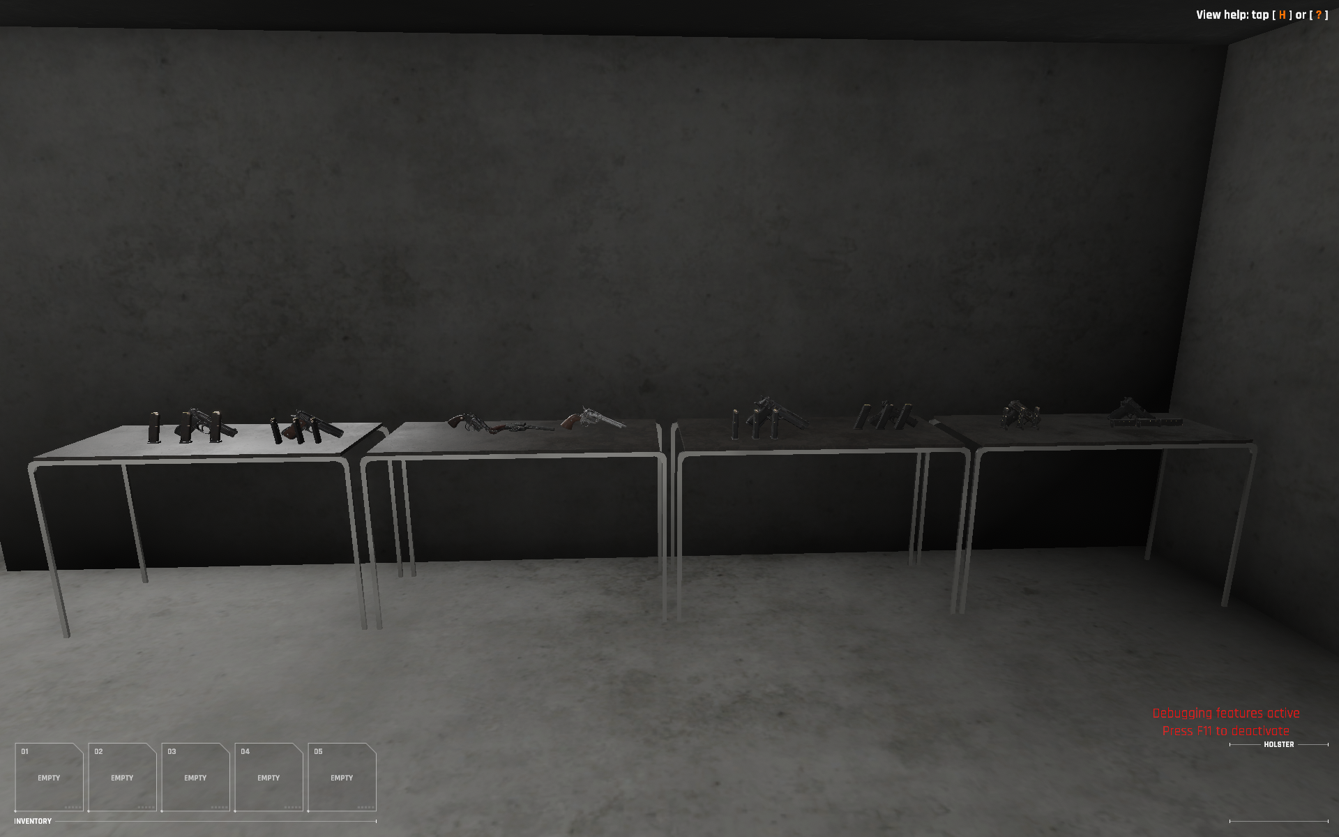 A list of all the available guns