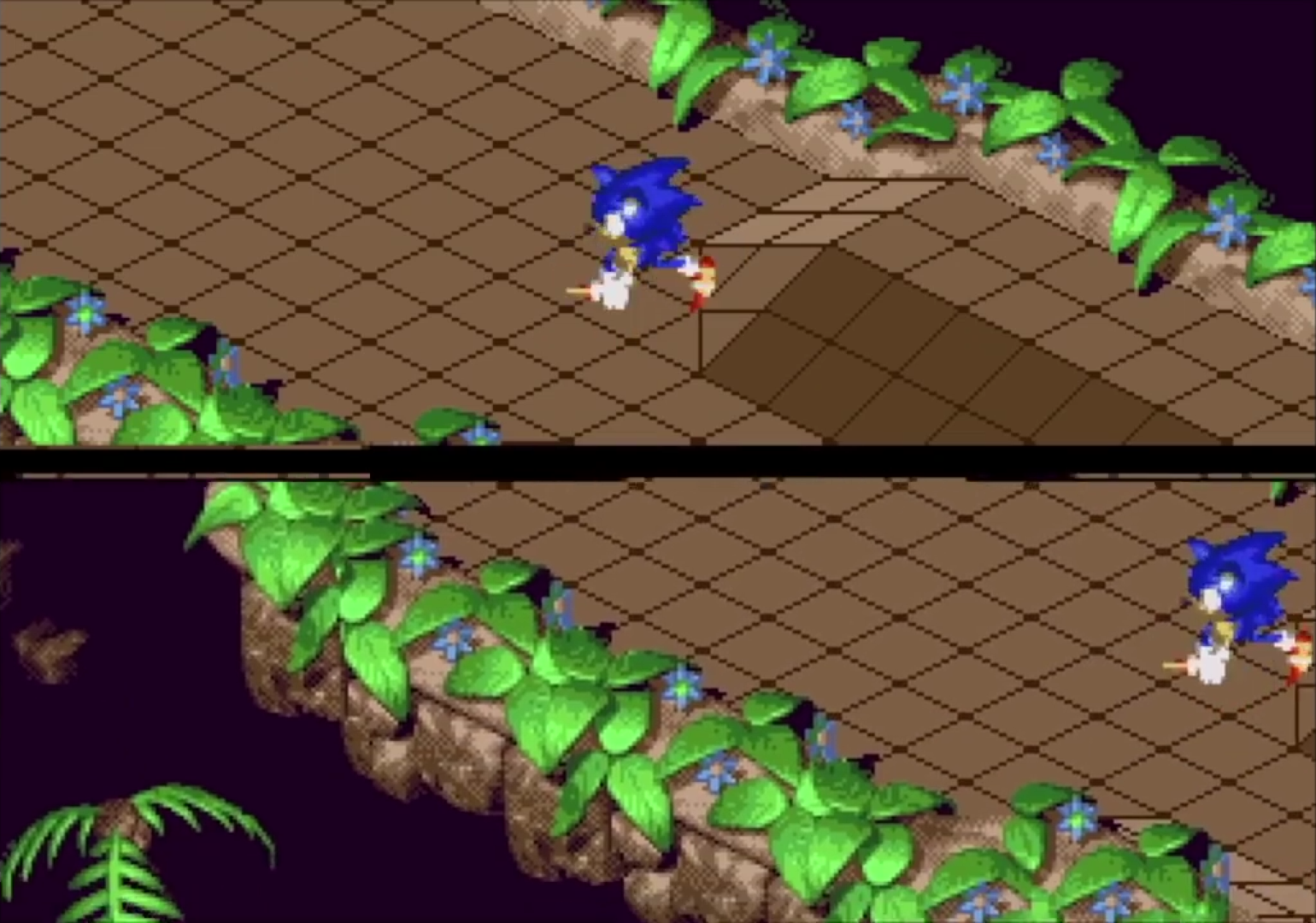 The earliest prototype of Sonic 3D Blast, with a splitscreen mode not used afterwards.