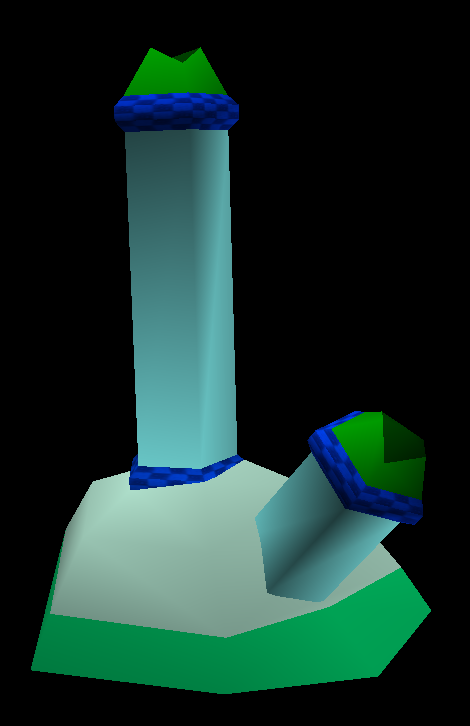 Two pillars stuck in a purple rock. Used once in Act 1. A duplicate of it exists in the data.