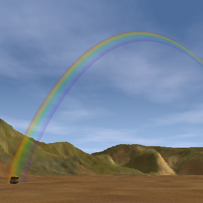 A rainbow with a pot of gold at the end. A rainbow with a pot of gold at the end.