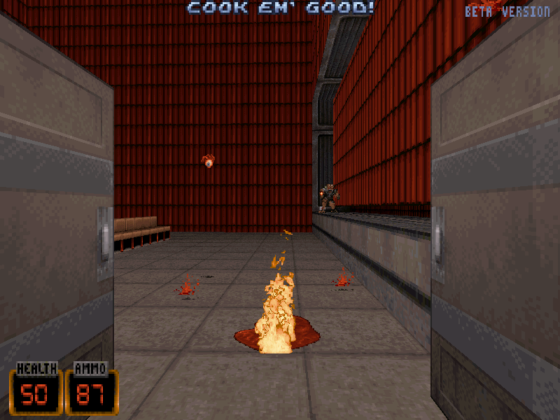 An enemy right after being killed by the Flamethrower. An enemy right after being killed by the Flamethrower.