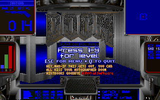 The Doom 0.3 "Alpha Control Panel", a very barebones menu.
